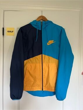 Nike Colourblock Windbreaker Jacket - Blue, Navy & Yellow Gold